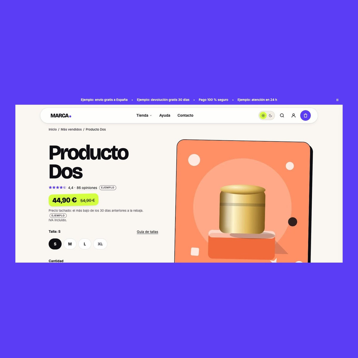 Tema Animated para Shopify: página de producto
