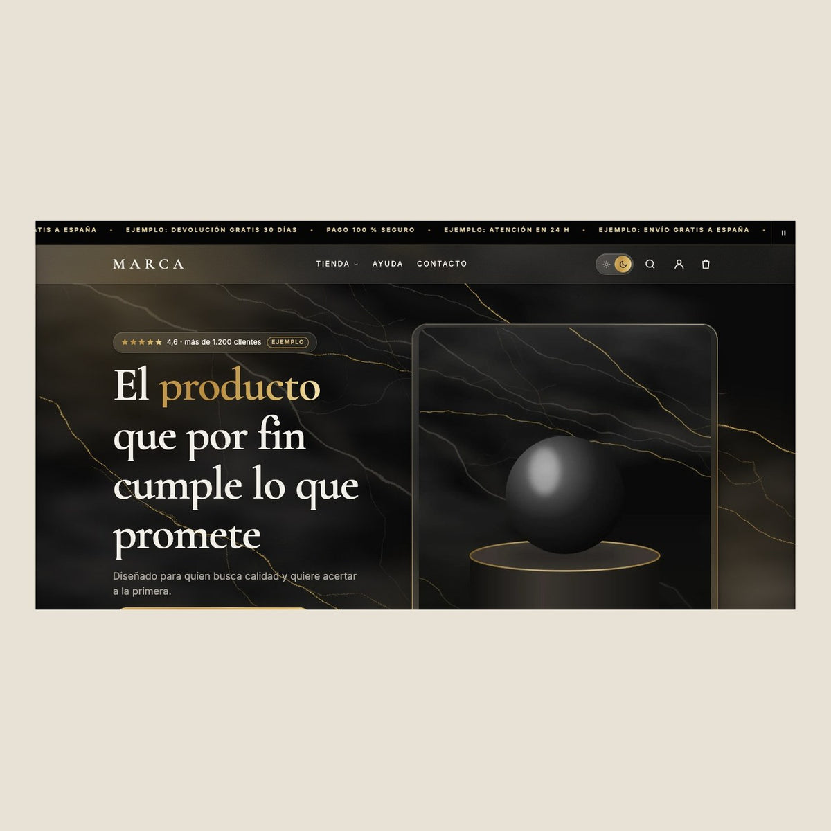 Tema Luxury para Shopify: modo oscuro