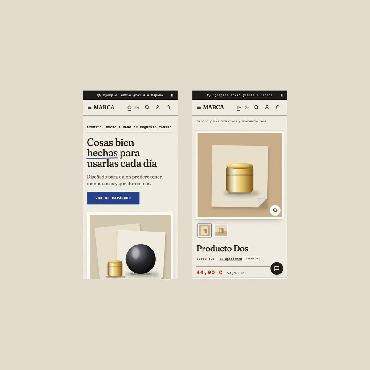 Tema Paper para Shopify: en el móvil